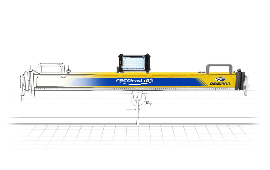 The electronic straightness ruler RECTIRAIL DL 2 measures and controls with accuracy the rail geometry